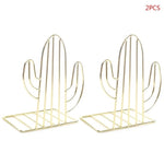 2 Pair Cactus Shaped Metal Bookends Book Support And  Desk Stand