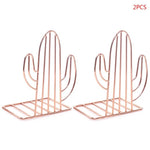 2 Pair Cactus Shaped Metal Bookends Book Support And  Desk Stand